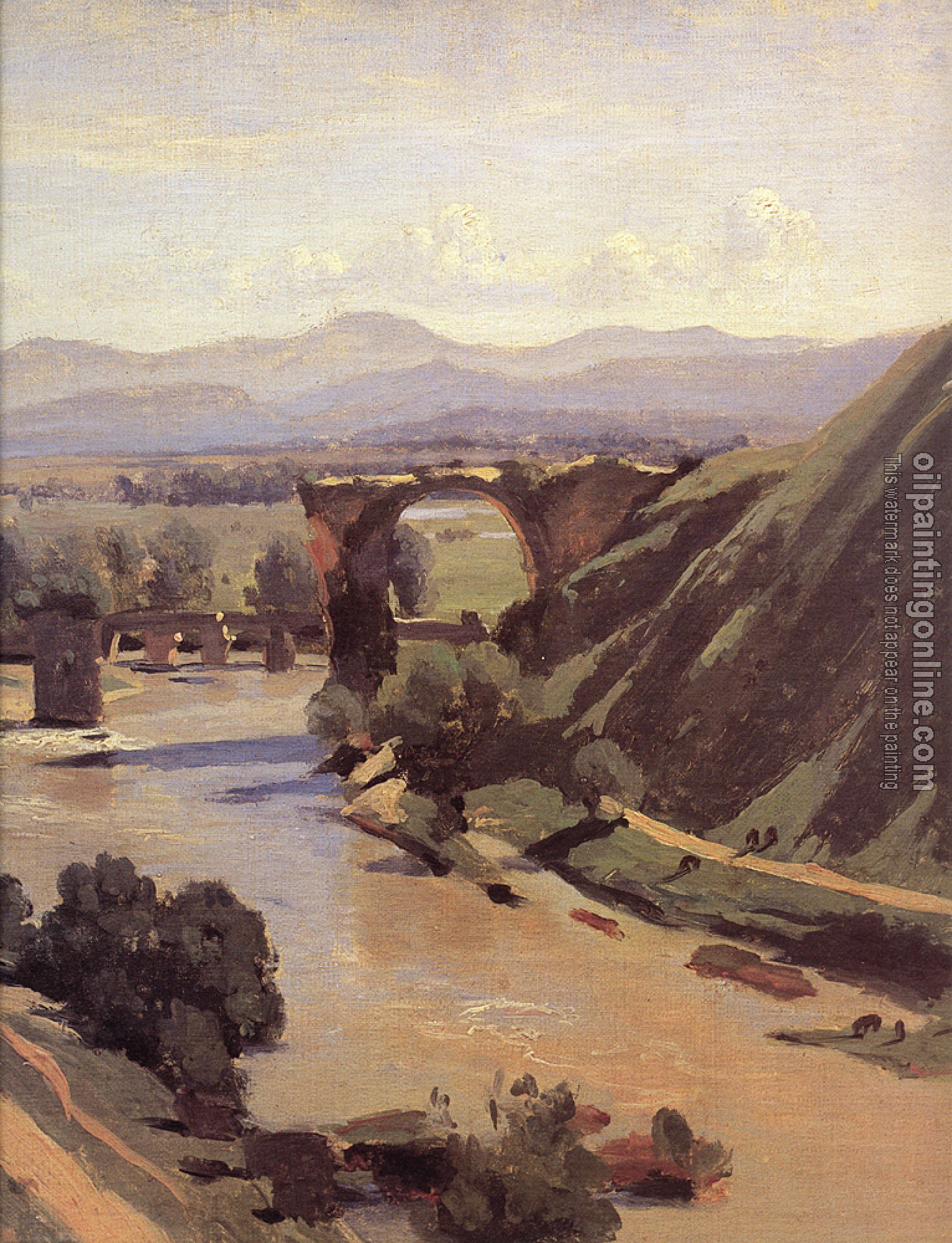 Corot, Jean-Baptiste-Camille - The Augustan Bridge at Narni [detail]